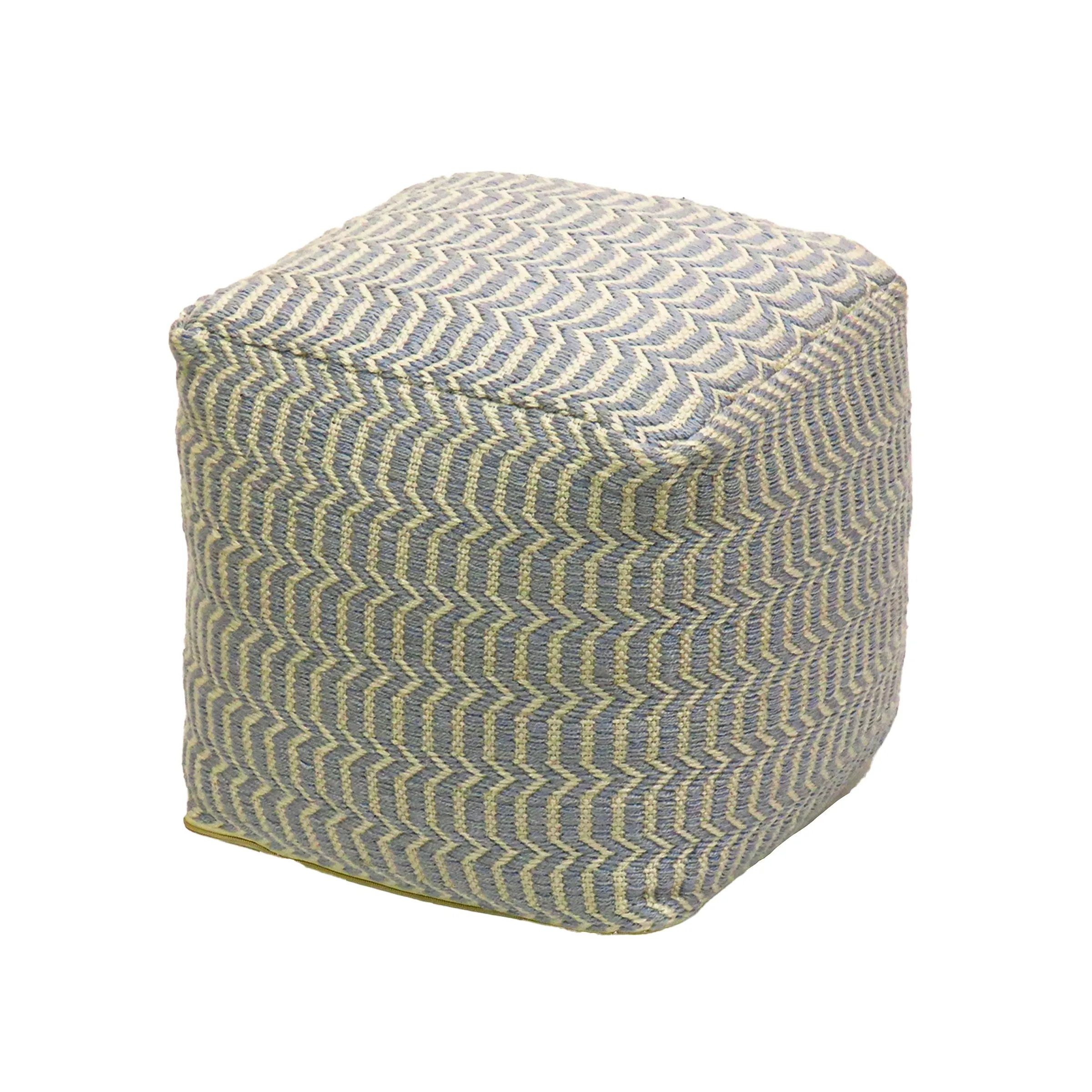 16" Hand Woven Pouf Ottoman, Gray