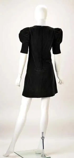 1960s Biba Black Velvet Formal Mini Dress