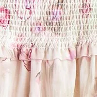 BLACK TAPE Womens White Smocked Sheer Lined Tiered Floral Pouf Sleeve Square Neck Above The Knee Fit   Flare Dress