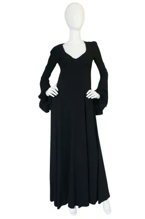 Documented 1970 Biba Bishop Sleeve Moss Crepe Dress