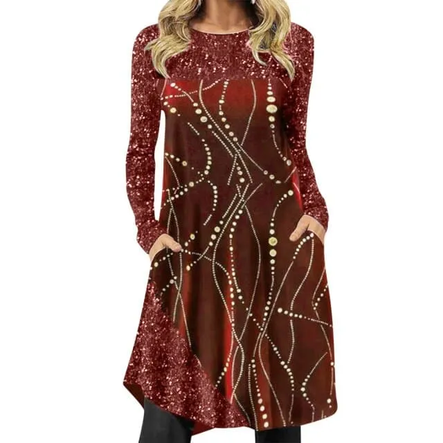 DressBetty - Fashion Sequine Shirt Dress
