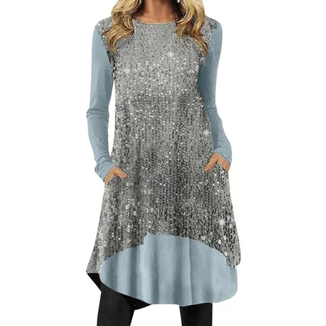 DressBetty - Fashion Sequine Shirt Dress