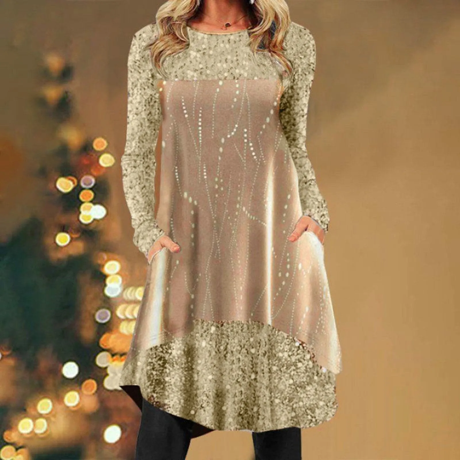 DressBetty - Fashion Sequine Shirt Dress