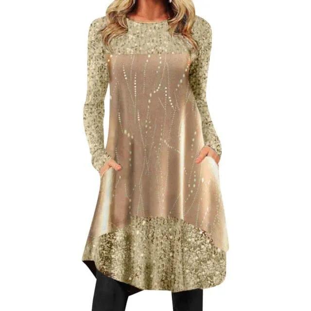 DressBetty - Fashion Sequine Shirt Dress