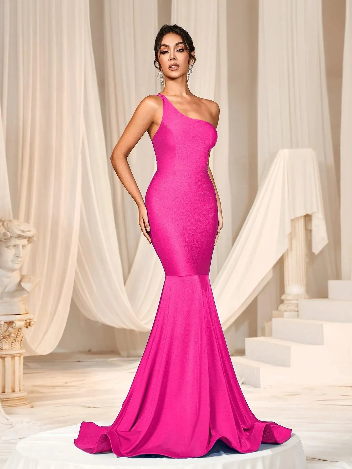 Elegant One Shoulder Mermaid Hem Formal Dresses