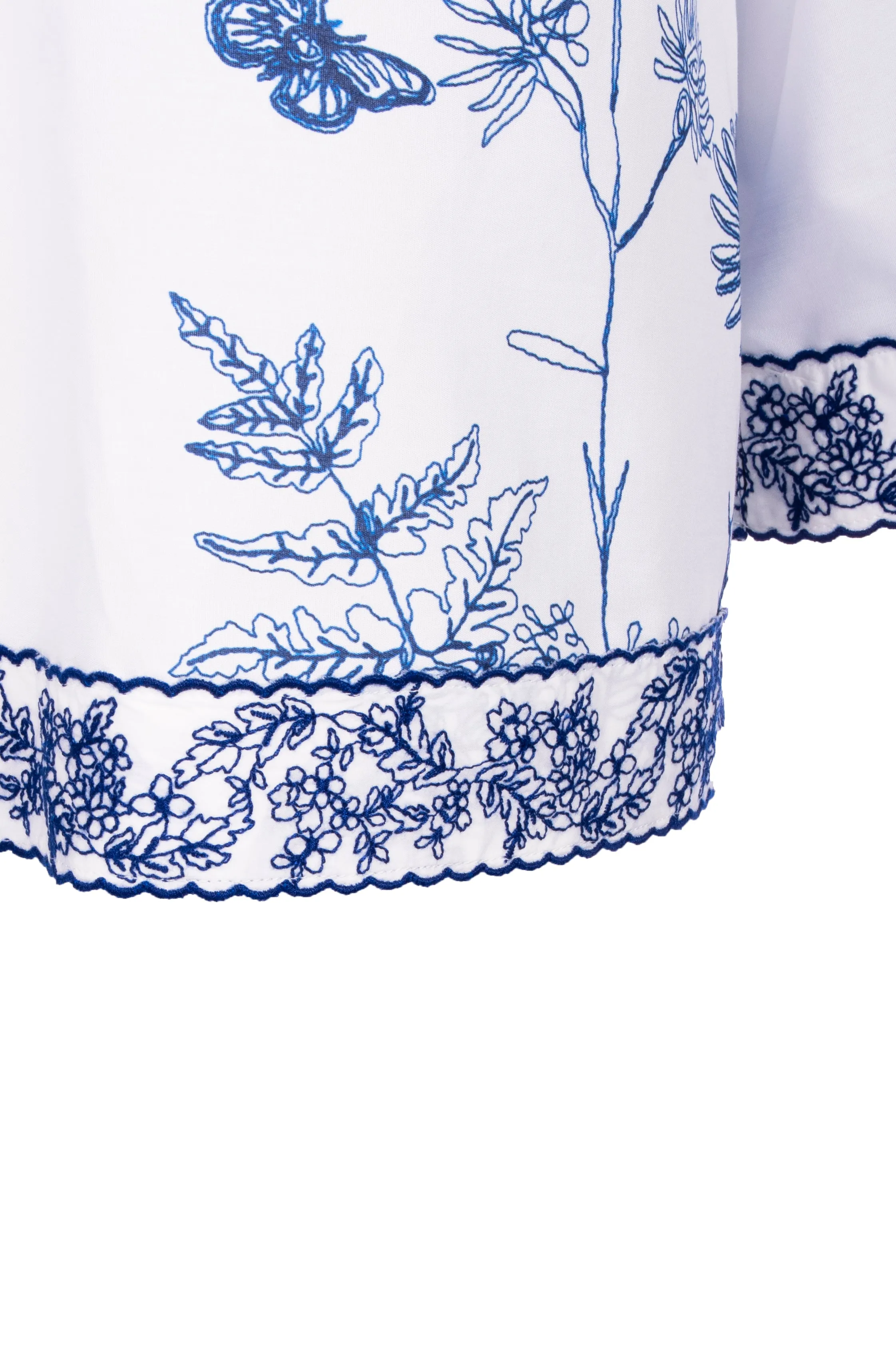 ELIE SAAB White Floral Embroidered Cotton Shirt