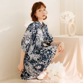 Korean Floral Print A-Line Short Summer Shirt Dress