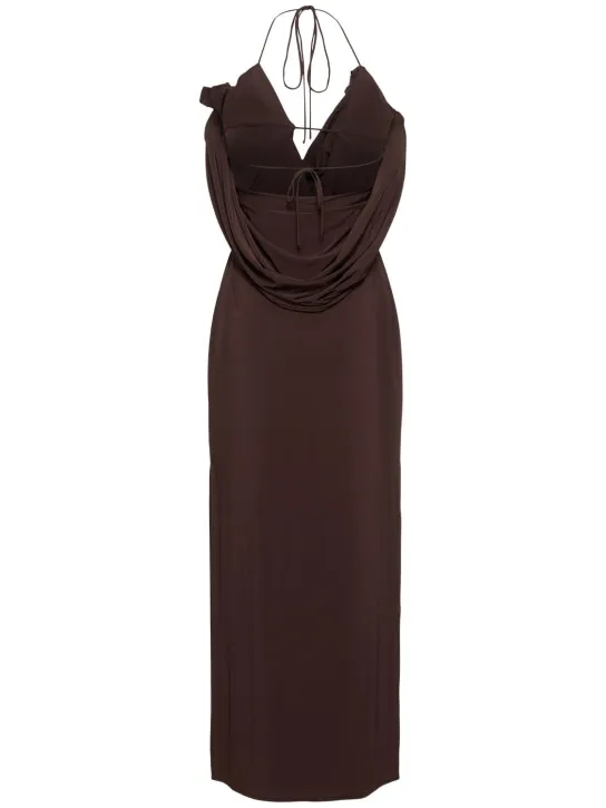 Magda Butrym   Jersey halter neck midi dress w/ roses 
