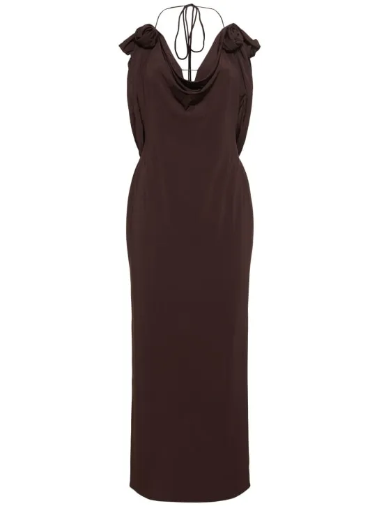 Magda Butrym   Jersey halter neck midi dress w/ roses 