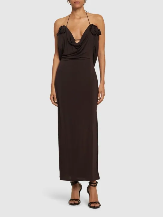 Magda Butrym   Jersey halter neck midi dress w/ roses 