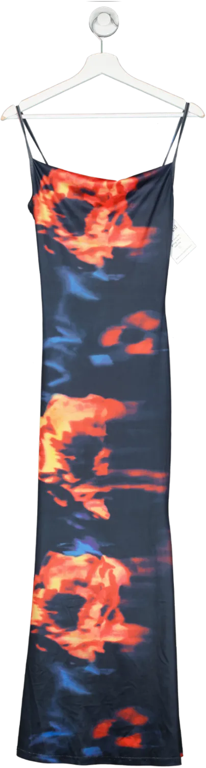 Micas Blue Abstract Print Maxi Dress UK S