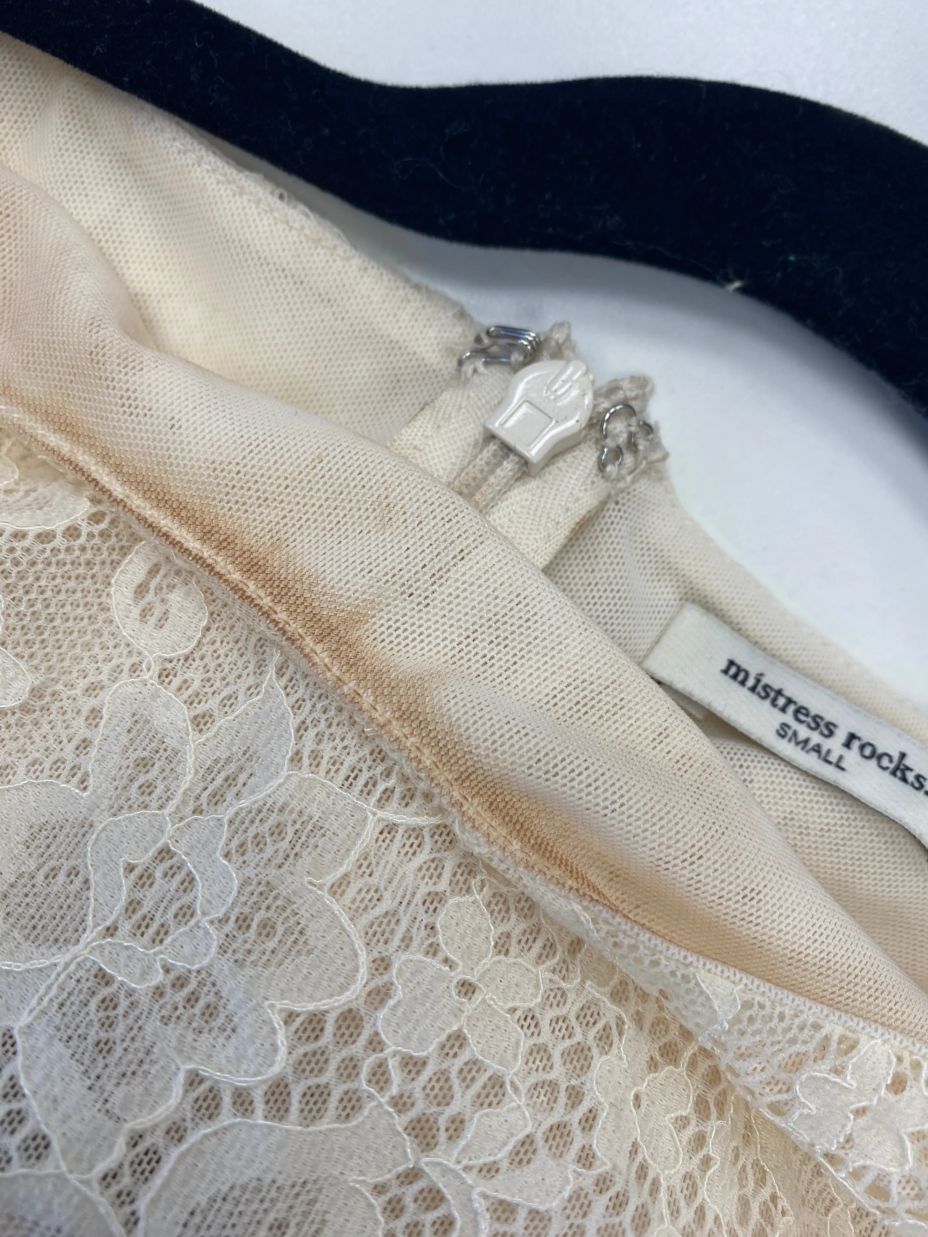 Mistress Rocks Cream Lace Mini Dress UK S