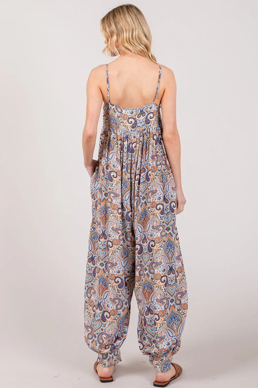 SAGE   FIG Plus Size Multi Paisley Print Sleeveless Jumpsuit